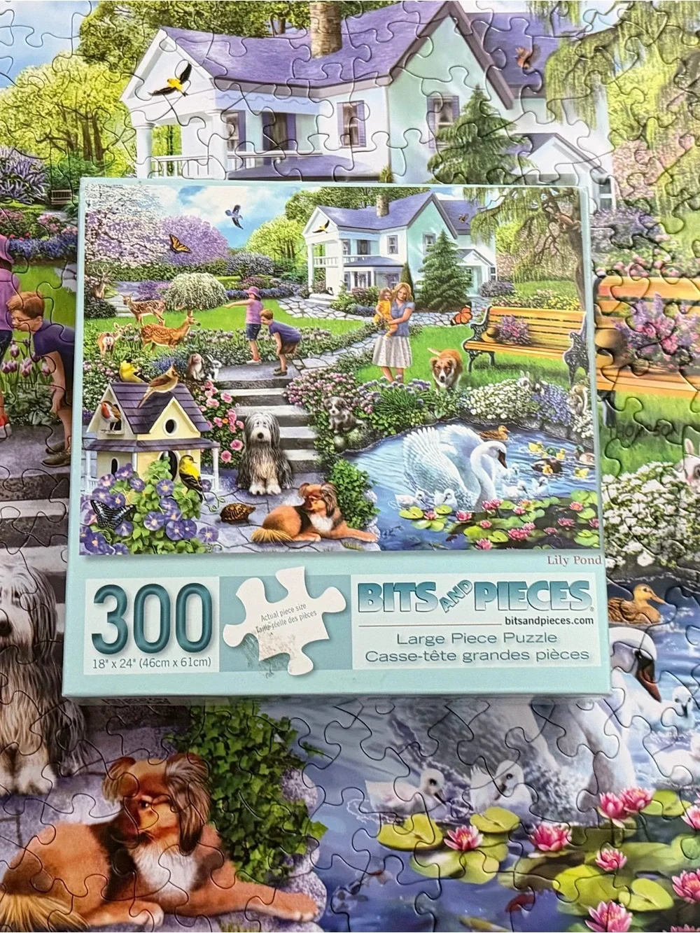 Bits and Pieces Lily Pond Mary Thompson 300 Piece Large Piece Jigsaw Puzzle
